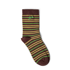 Damson Madder Multi Stripe Socks-Choc / Lime Multi