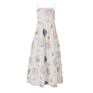 Damson Madder Peaches Midi Apron Dress Holiday Embroidery - Parasol Store