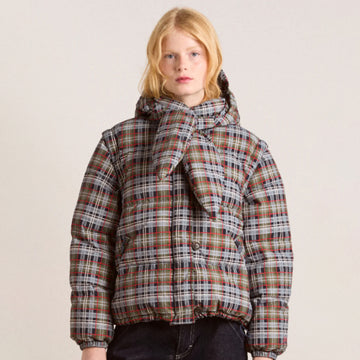 Damson Madder Pearl Hooded Puffer Multi Check - Parasol Store