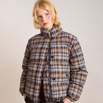 Damson Madder Pearl Hooded Puffer Multi Check - Parasol Store