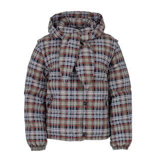 Damson Madder Pearl Hooded Puffer Multi Check