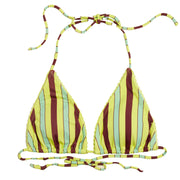 Damson Madder Picot Trim Triangle Bikini Tropical Stripe - Parasol Store