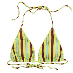 Damson Madder Picot Trim Triangle Bikini Tropical Stripe - Parasol Store