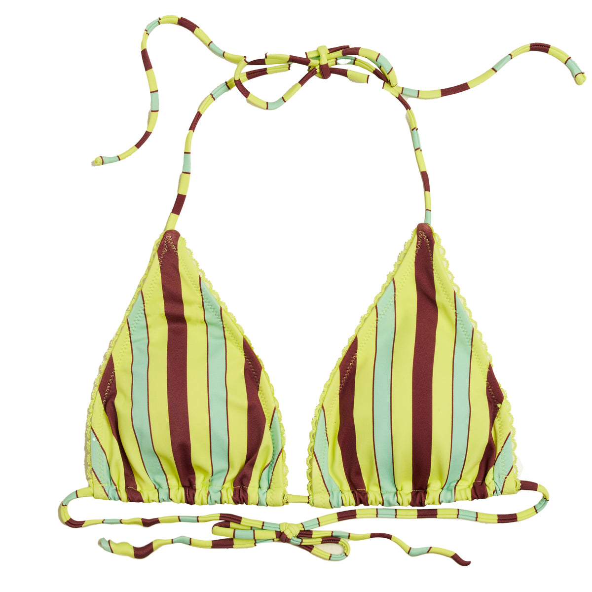 Damson Madder Picot Trim Triangle Bikini Tropical Stripe – Parasol Store