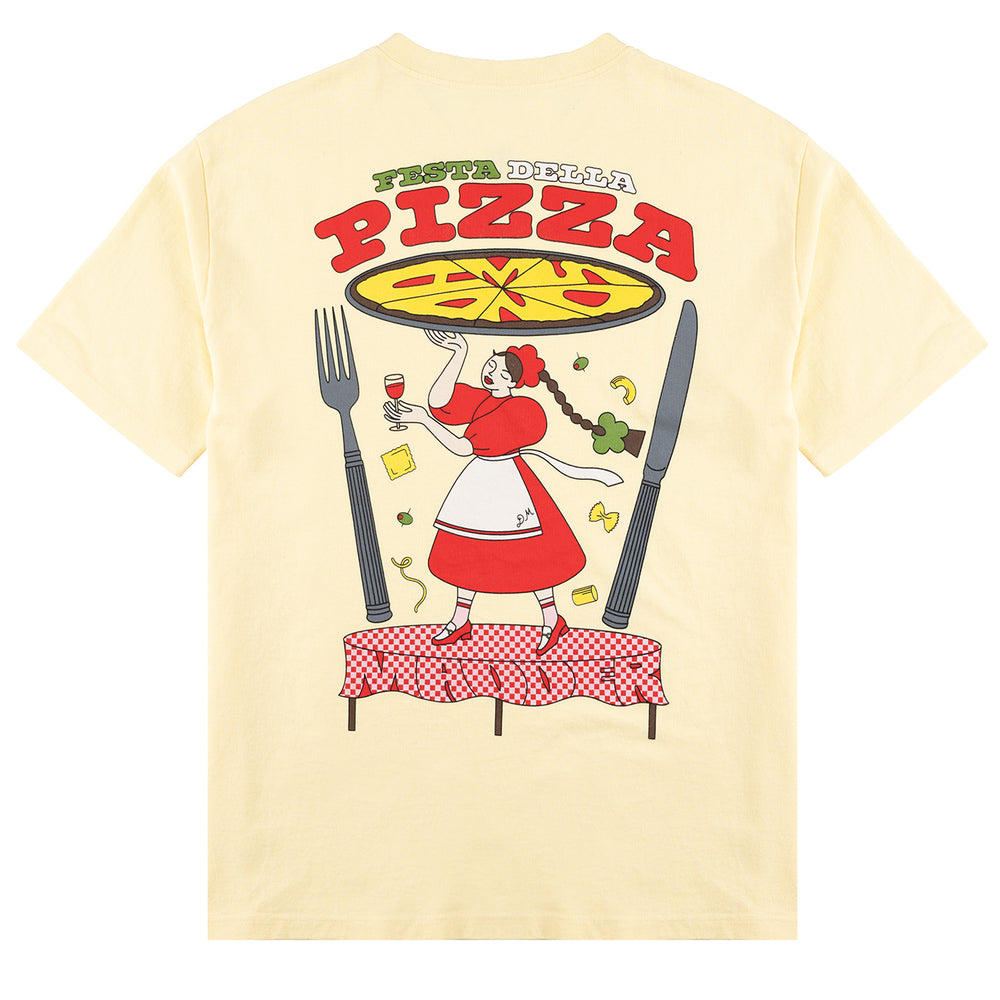 Damson Madder Pizza Party Boyfriend Tee Yellow - Parasol Store