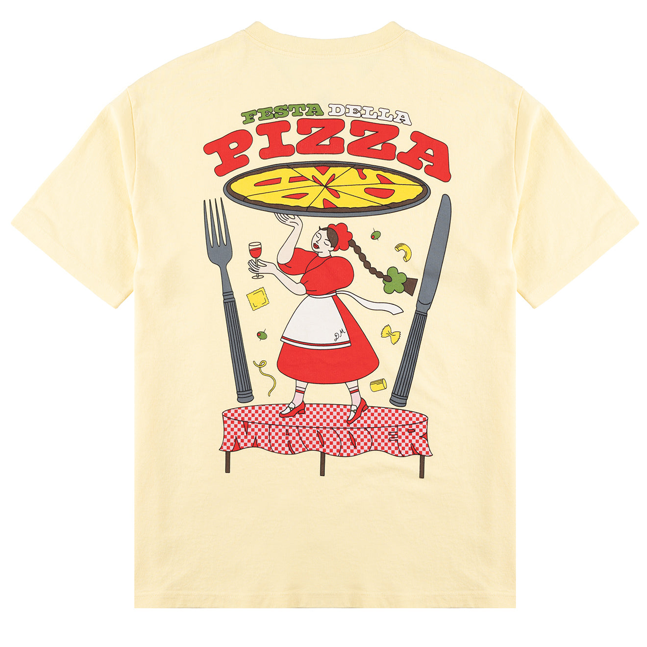 Damson Madder Pizza Party Boyfriend Tee Yellow - Parasol Store