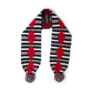 Damson Madder Pom Pom Scarf Argyle Stripe