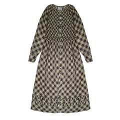 Damson Madder Posey Cardi Midi Dress Sheer Butter Gingham - Parasol Store