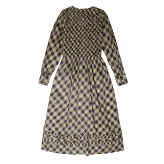 Damson Madder Posey Cardi Midi Dress Sheer Butter Gingham - Parasol Store