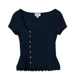 Damson Madder Posie Short Sleeve Top Navy
