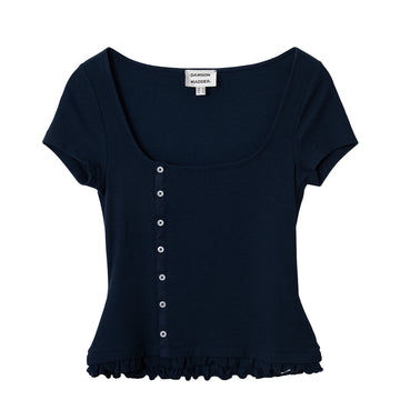 Damson Madder Posie Short Sleeve Top Navy
