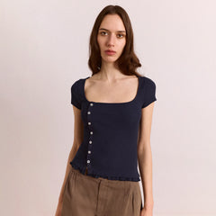 Damson Madder Posie Short Sleeve Top Navy