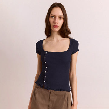 Damson Madder Posie Short Sleeve Top Navy