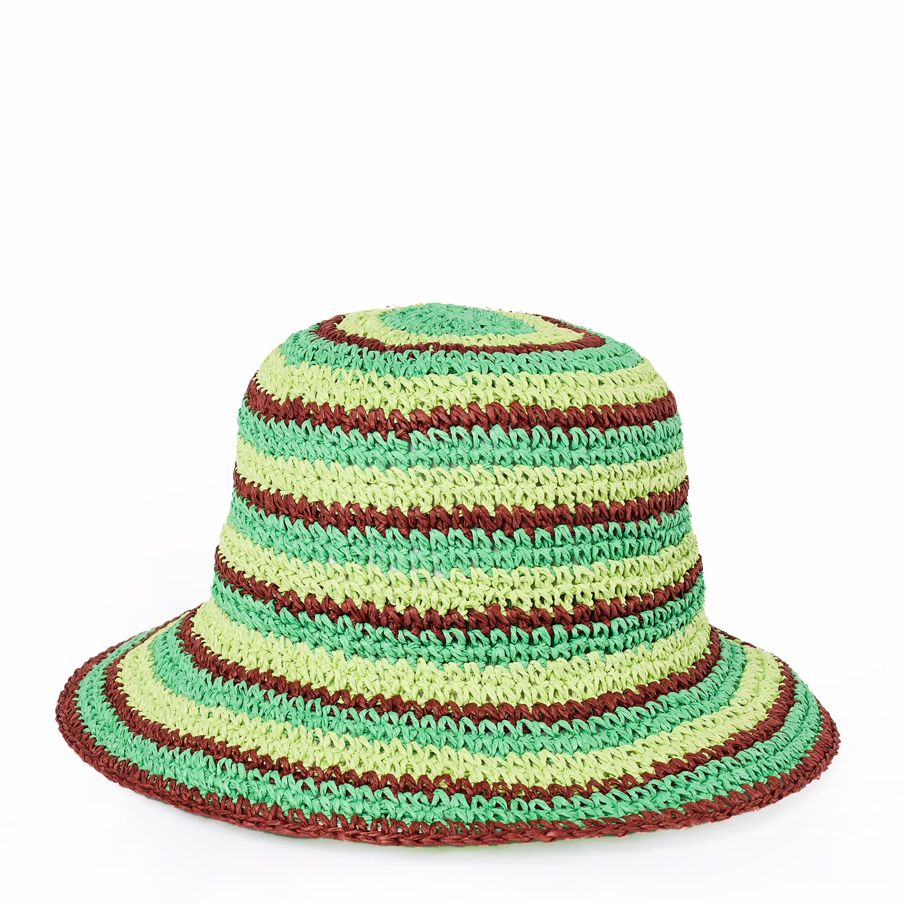 Damson Madder Raffia Bucket Hat Tropical Stripe