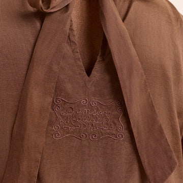 Damson Madder Reed Drop Waist Ruffle Midi Dress Sheer Choc