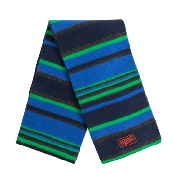 Damson Madder Rene Scarf In Merino Wool Green / Blue Stripe