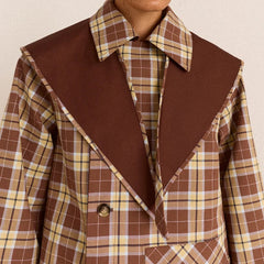 Damson Madder Reversible Longline Jerry Trench Coat Chocolate Choc