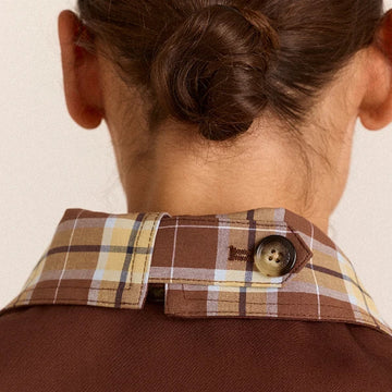 Damson Madder Reversible Longline Jerry Trench Coat Chocolate Choc