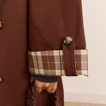 Damson Madder Reversible Longline Jerry Trench Coat Chocolate Choc