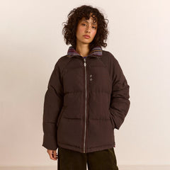 Damson Madder Reversible Opal Puffer Coat Check Plum