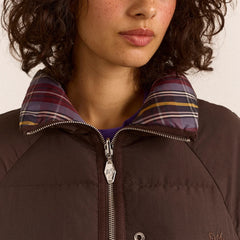 Damson Madder Reversible Opal Puffer Coat Check Plum