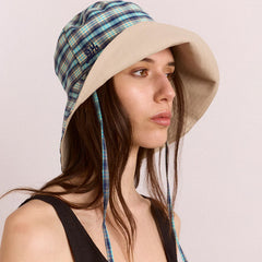 Damson Madder Reversible Sun Hat Tomboy Check & Stone