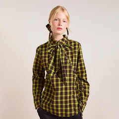 Damson Madder Robyn Shirt With Removable Tie Yellow Check - Parasol Store