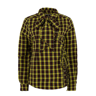 Damson Madder Robyn Shirt With Removable Tie Yellow Check
