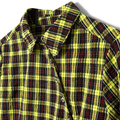 Damson Madder Robyn Shirt With Removable Tie Yellow Check - Parasol Store