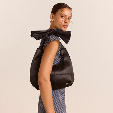 Damson Madder Roo Bow Tie Satin Bag Black
