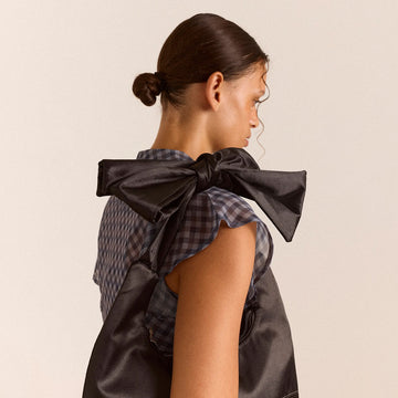 Damson Madder Roo Bow Tie Satin Bag Black