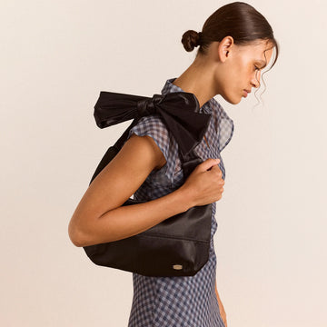 Damson Madder Roo Bow Tie Satin Bag Black