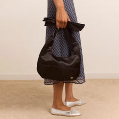Damson Madder Roo Bow Tie Satin Bag Black