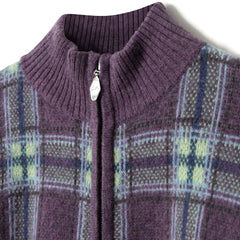 Damson Madder Saffy Merino Wool Cardigan Brushed Check Multi