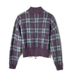 Damson Madder Saffy Merino Wool Cardigan Brushed Check Multi