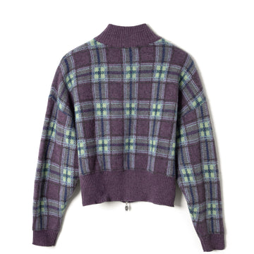 Damson Madder Saffy Merino Wool Cardigan Brushed Check Multi