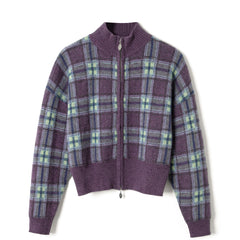 Damson Madder Saffy Merino Wool Cardigan Brushed Check Multi