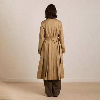 Damson Madder Sofia Pleated Trench Light Stone