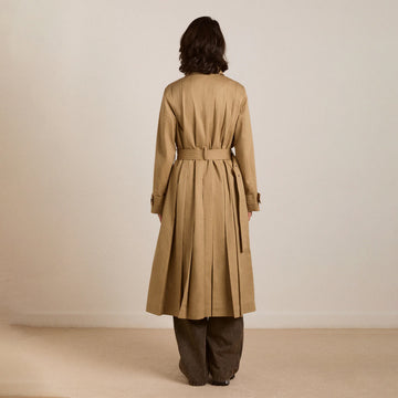 Damson Madder Sofia Pleated Trench Light Stone