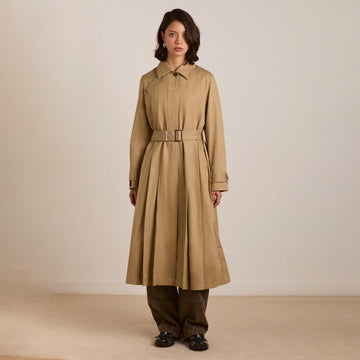 Damson Madder Sofia Pleated Trench Light Stone