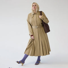 Damson Madder Sofia Pleated Trench Light Stone - Parasol Store