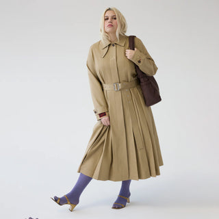 Damson Madder Sofia Pleated Trench Light Stone