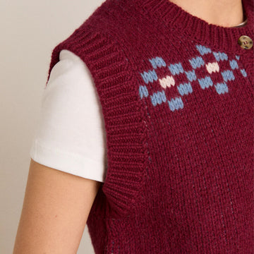 Damson Madder Sofie Wool Vest Novelty Intarsia