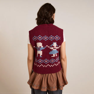 Damson Madder Sofie Wool Vest Novelty Intarsia