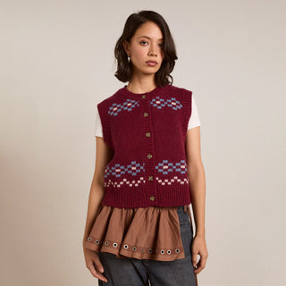 Damson Madder Sofie Wool Vest Novelty Intarsia