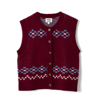 Damson Madder Sofie Wool Vest Novelty Intarsia