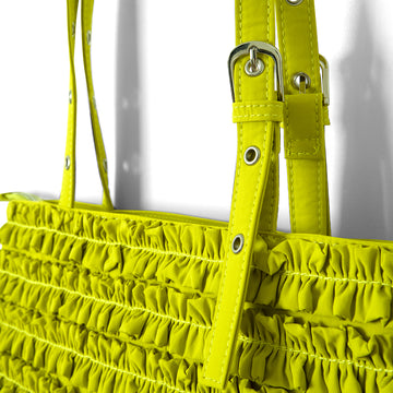 Damson Madder Sophia Ruffle Bag Chartreuse