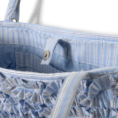 Damson Madder Sophia Ruffle Baguette Bag Blue Business Stripe