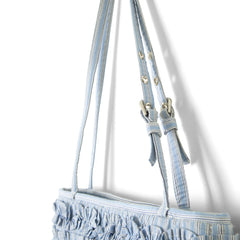 Damson Madder Sophia Ruffle Baguette Bag Blue Business Stripe