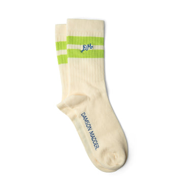 Damson Madder Sporty Calf Length Socks Creme / Chartruse Cream